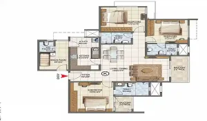 Prestige Tellapur 3 Bhk Apartment Floor Plan by Prestige Group located at Tellapur, Hyderabad Telangana